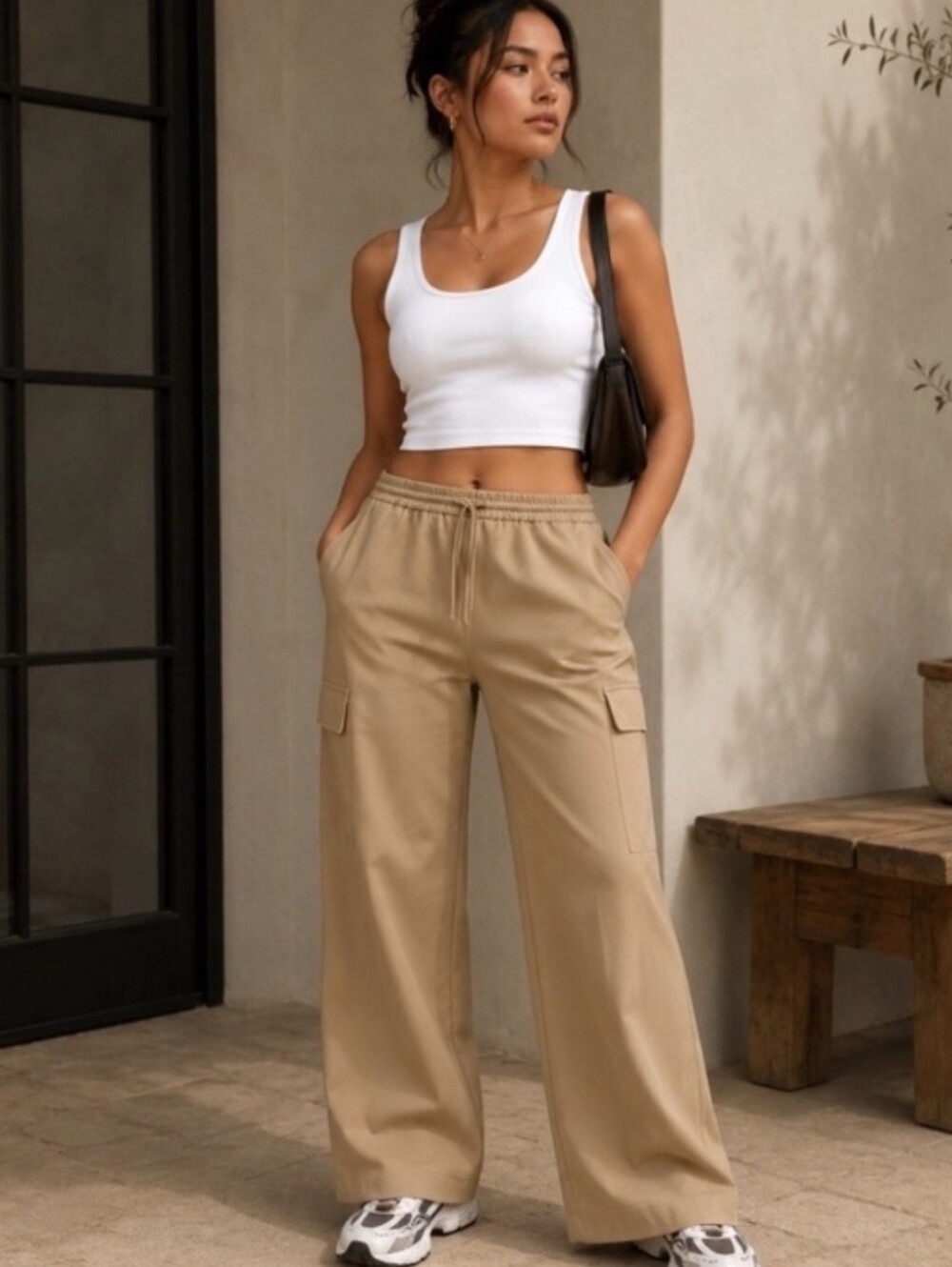 NWT Athleta Promenade Cargo Pants in Beige